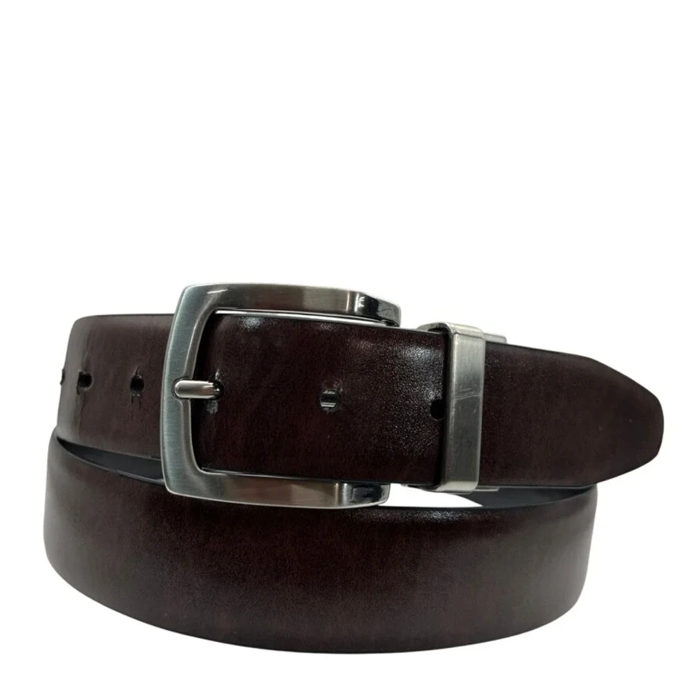 Tommy Hilfiger Mens Reversible Belt Black Brown Silver Buckle Size 40 1101002980